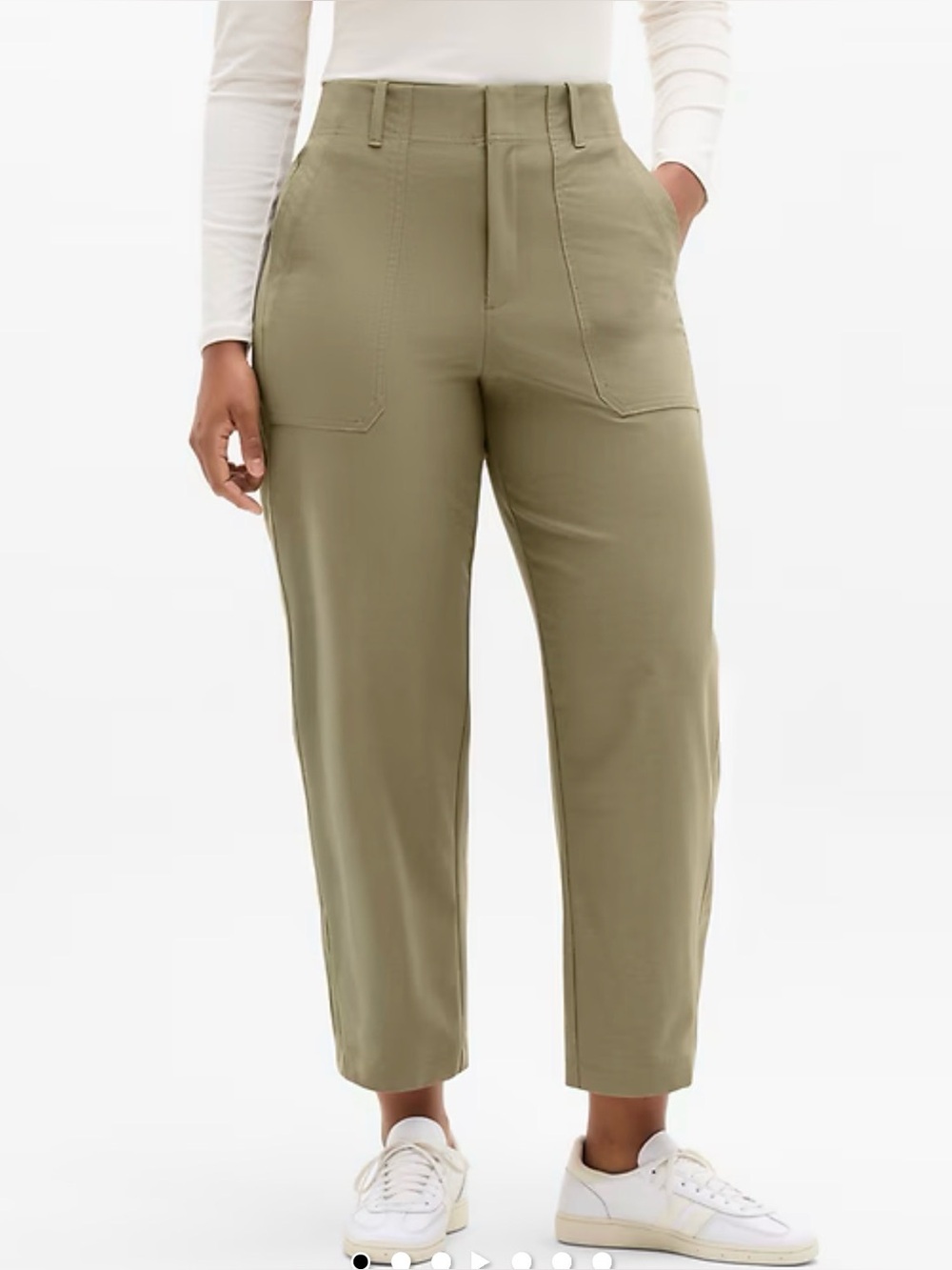 Athleta Barrel Cropped Olive Green Utility Pants